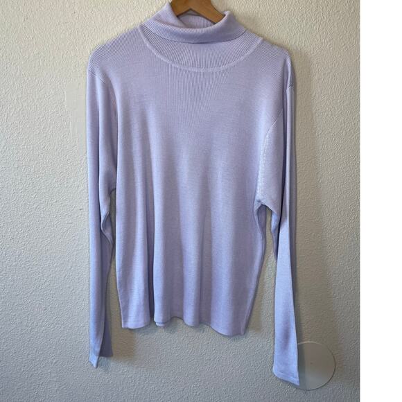 Stephanie Andrews Preppy Minimalist Purple 100% Silk Turtleneck Long Sleeve XL - Picture 1 of 10